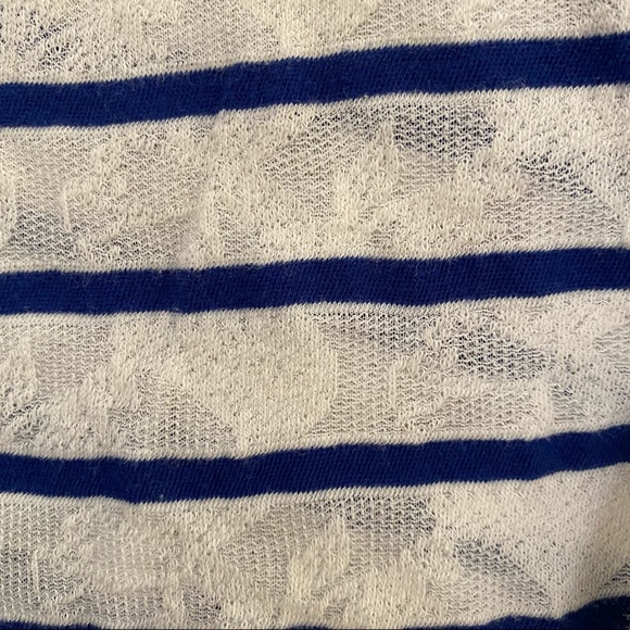 LUCKY BRAND • Semi Sheer Lace Look Striped Top - Size L - Picture 12 of 16
